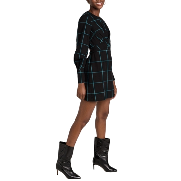 Staud Crosshill Check Cotton  Back Cutout Minidress - Picture 2 of 14